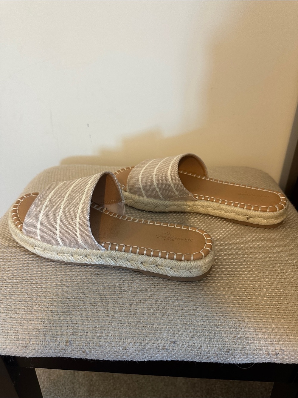 Universal Thread Beige Stripe Espadrille Slide Sandals - Picture 2 of 4